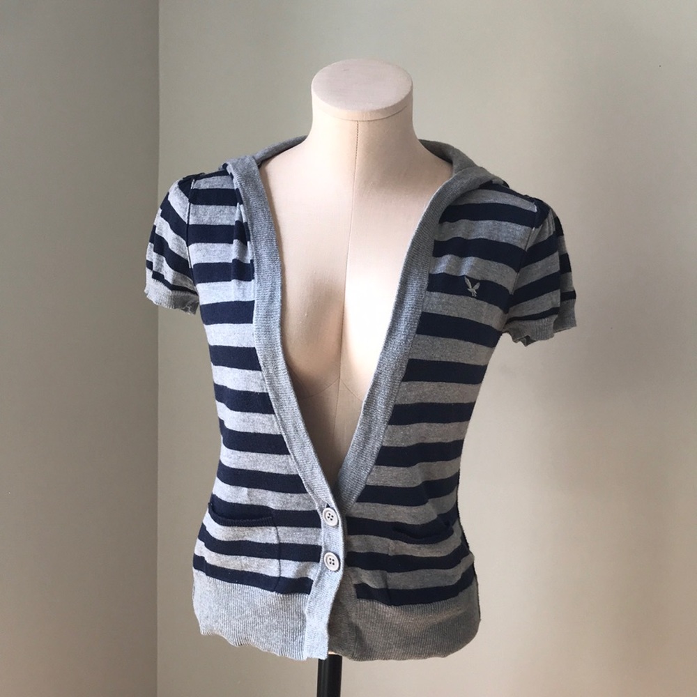 Twiggy Blue/Grey Stripe Cardigan - Small